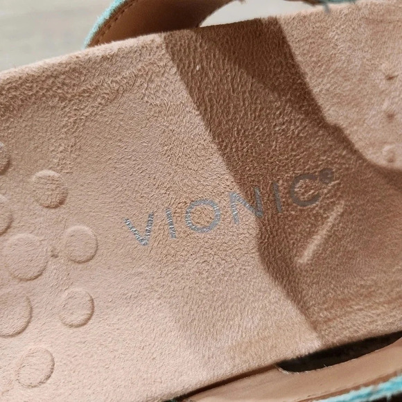 Vionic Wanda Suede Adjustable Sandal, Teal Blue, Women's 9 - Picture 7 of 7